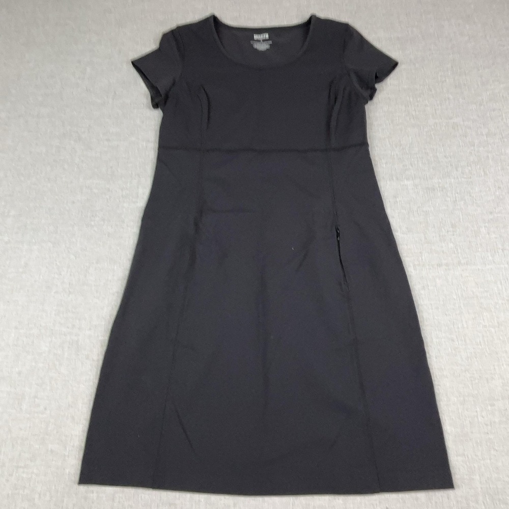 Duluth Trading Dress Womens Small Black Short Sleeve Fit Flare Travel Workwear